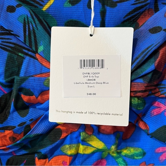 NWT Diane Von Furstenberg DVF Large Erik Top Bodysuit Libellule Medium Deep Blue - Picture 4 of 6